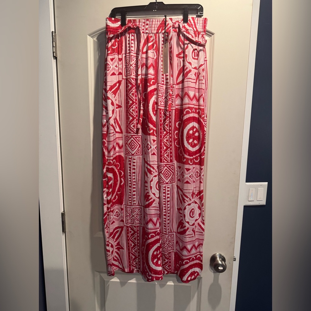 Rachel Zoe Red and White Wide Leg Jumpsuit
